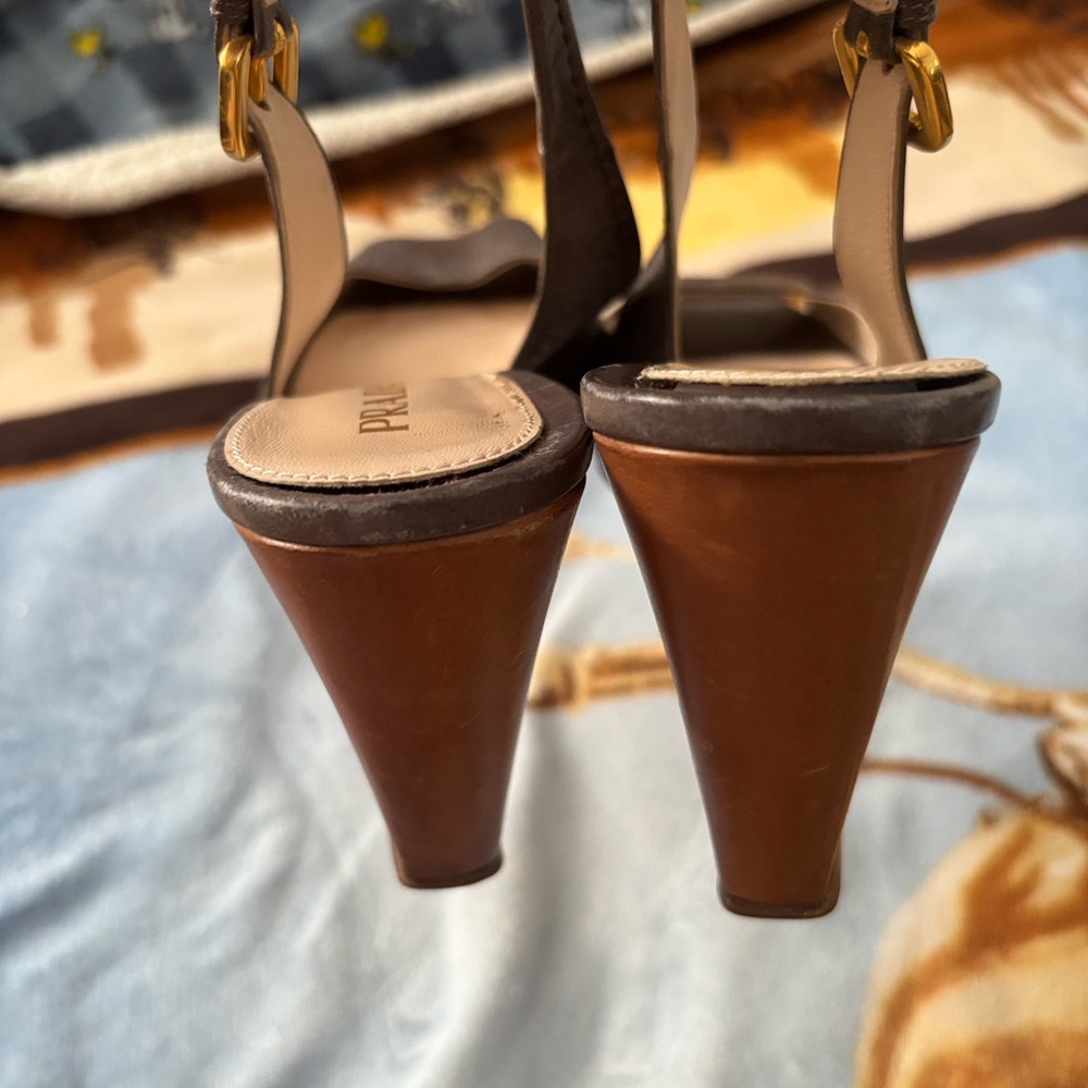 Prada Women's Gray Slingback Heels - Picture 6 of 7